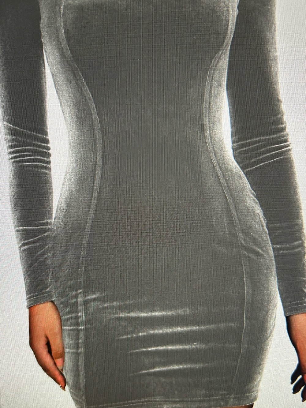 GOBLES Women’s Sexy Velvet Tube Dress Body-con Taupe size L Long sleeve